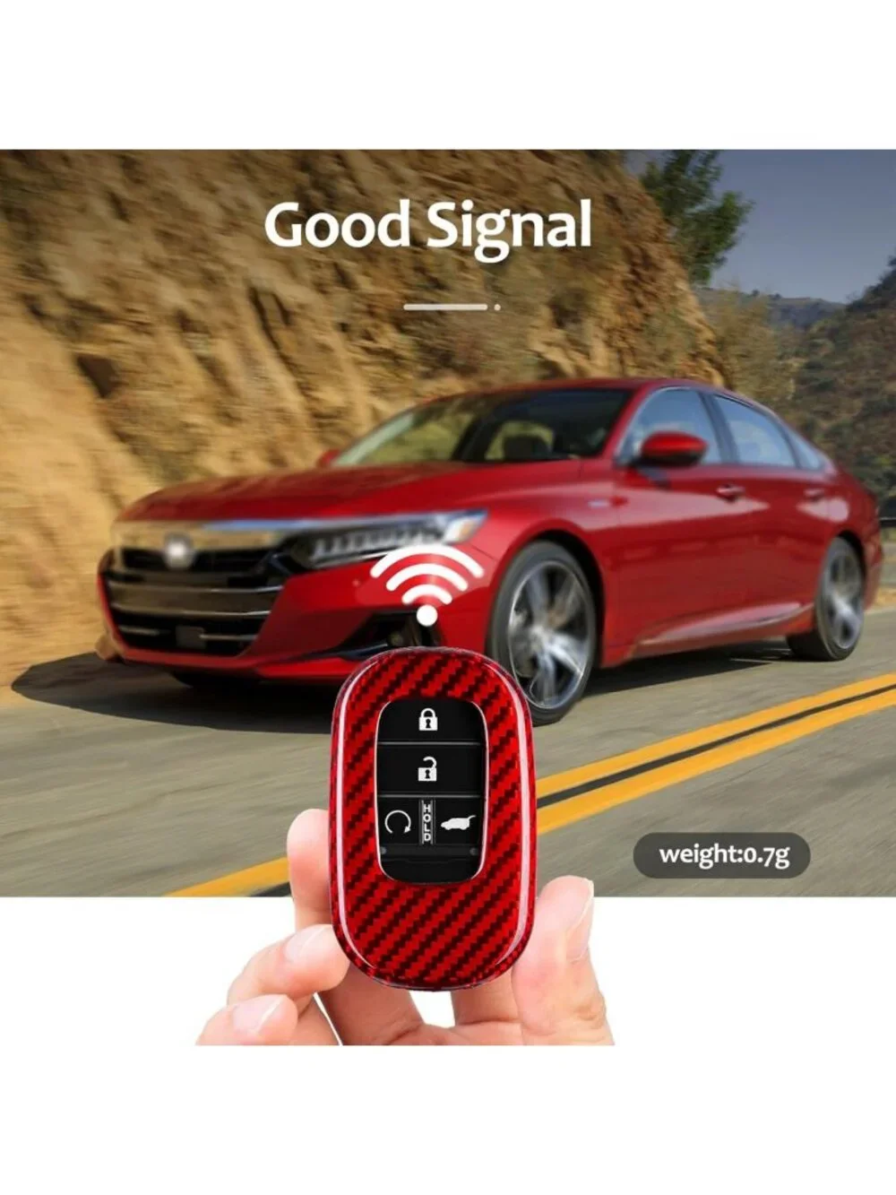 Real Carbon Fiber Key Fob Cover for Honda Civic Accord CR-V HR-V Pilot - Red